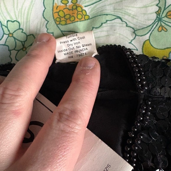 Vtg Stenay Black Multi Color Floral Silk Beaded Sequin Evening Blouse Top Size S - Picture 8 of 12